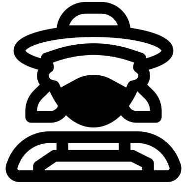 Şapkalı, maskeli ve önlüklü bir kadın çiftçi..