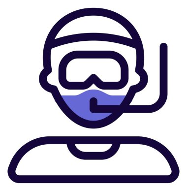 Nefes almak için maske ve şnorkel takan bir dalgıç..