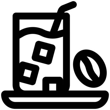 Buzlu kahve taslak vektör simgesi