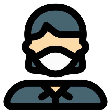 Güvenlik önlemi olarak maske takan resepsiyonist kız..