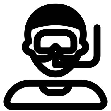 Nefes almak için maske ve şnorkel takan bir dalgıç..