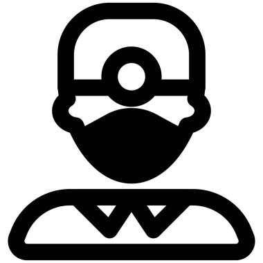 Baş lambası ve maskesi olan profesyonel bir dişçi.