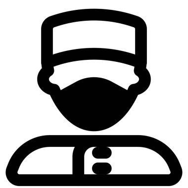 Üniformalı ve maskeli profesyonel kapıcı.