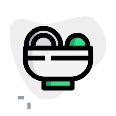 Moğol köftesi ramen ana hatlı vektör simgesi