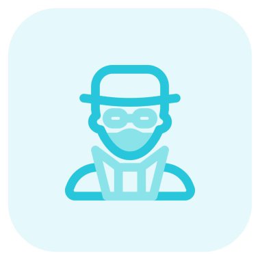 Şapkalı, gözlüklü ve maskeli profesyonel dedektif..