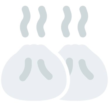 Siomay hamur köftesi çizgisi simgesi seti