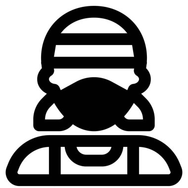 Maske ve saç bandı takan atletik bir kadın..