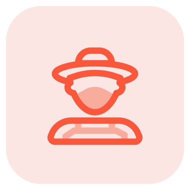 Hasır şapka ve maske takan profesyonel çiftçi.