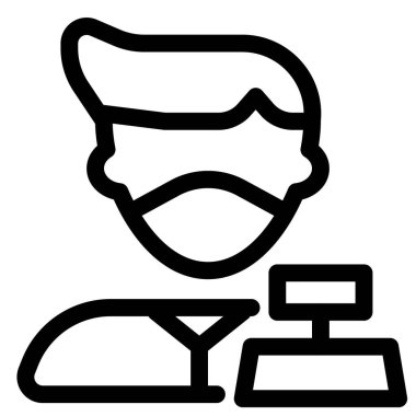 Makineli ve maskeli kasiyer..