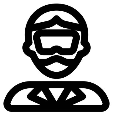 Standart bir önlem olarak maskeli erkek bilim adamı.