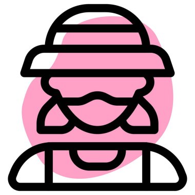 Kova şapka ve maske takan bir balıkçı.