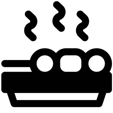 Sıcak servis edilmiş satay ana hatları simgesi seti