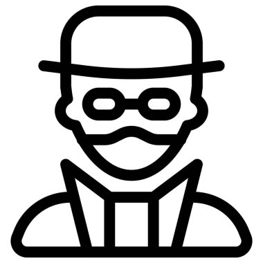 Şapkalı, gözlüklü ve maskeli profesyonel dedektif..