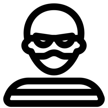 Gözlüklü bir soyguncu maske takıyor..