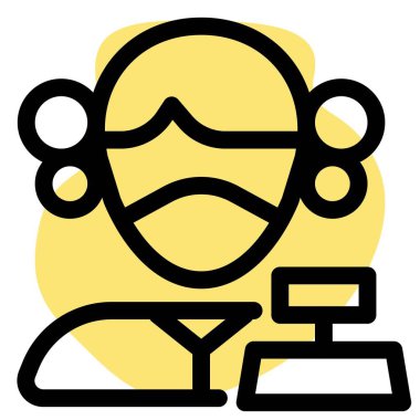 Maske takan kadın kasiyer.