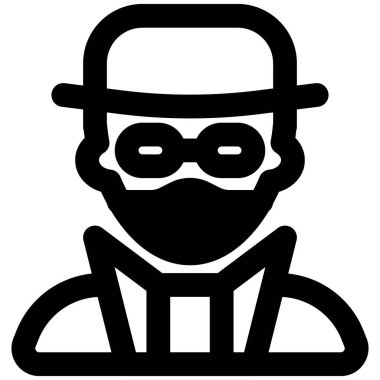 Şapkalı, gözlüklü ve maskeli profesyonel dedektif..