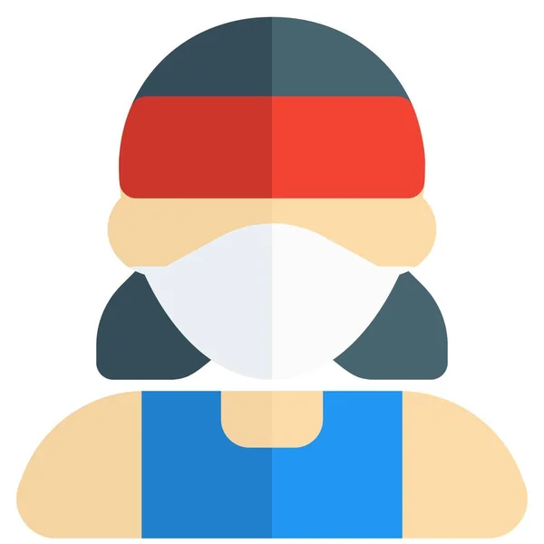 Sportliche Frau Mit Maske Und Stirnband — Stockvektor