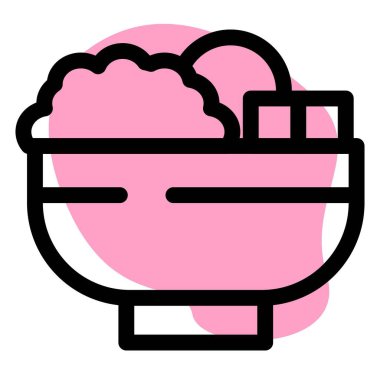 Japon teriyaki yemeği kasede servis edilir.