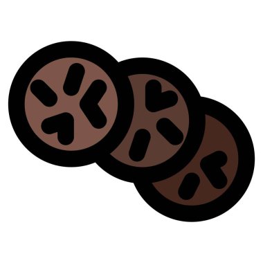Choco chips çerezleri ana hatlı simge vektörü