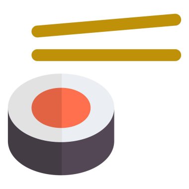 Çubuklarla servis edilen suşi rulosu.