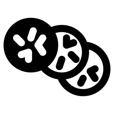 Choco chips çerezleri ana hatlı simge vektörü