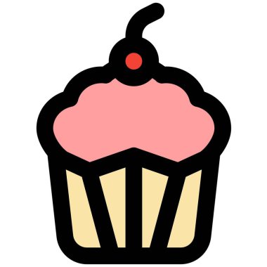 Dekore edilmiş kek ana hatları vektör simgesi