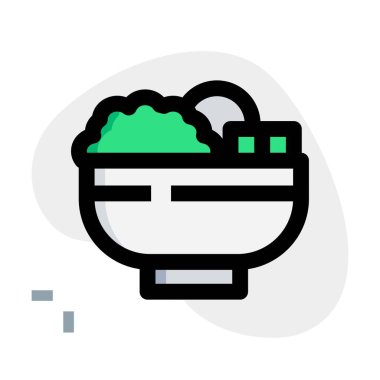 Japon teriyaki yemeği kasede servis edilir.