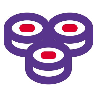 Dilimlenmiş suşi ruloları yemek için hazır.