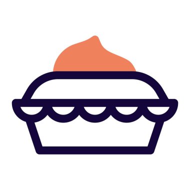 Pişmiş kremalı turta ana hatlı vektör simgesi