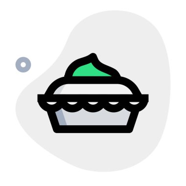 Pişmiş kremalı turta ana hatlı vektör simgesi