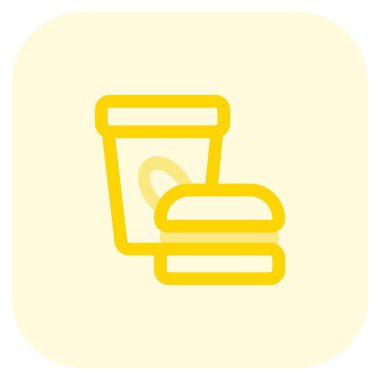 Bir bardak kahve ve hamburger..