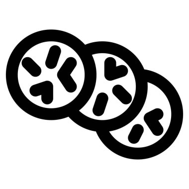 Choco chips çerezleri ana hatlı simge vektörü