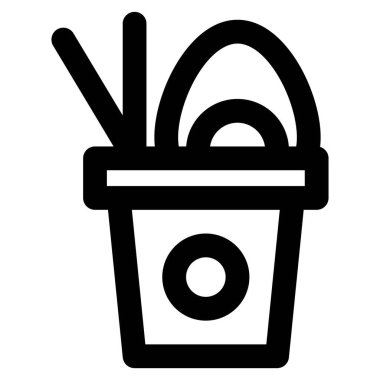 Yemek çubukları ve pirinç paketinde bir yumurta..