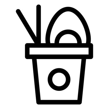 Yemek çubukları ve pirinç paketinde bir yumurta..