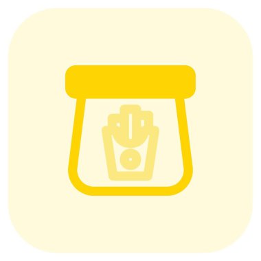 Mühürlenmiş, içi kızarmış patates dolu kağıt poşet.