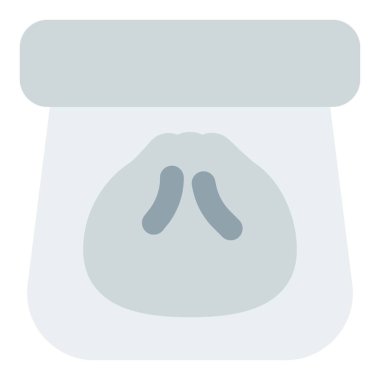 Tek kullanımlık kavanoza doldurulmuş etli çörek.