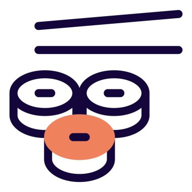 Yemek çubuklarıyla servis edilen lezzetli suşi ruloları..