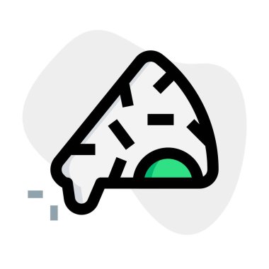 Peynir damlayan lezzetli bir pizza dilimi.