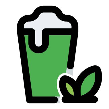 Kremsi yeşil çay ana hatları simgesi seti