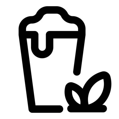 Kremsi yeşil çay ana hatları simgesi seti