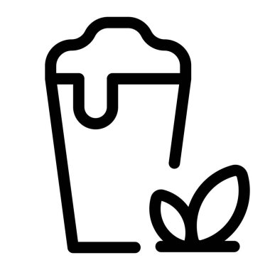 Kremsi yeşil çay ana hatları simgesi seti