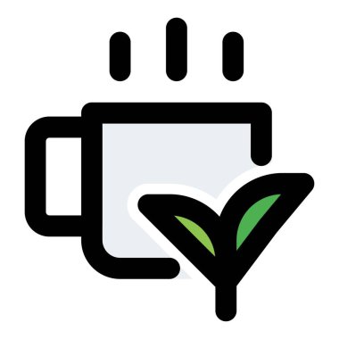 Sıcak siyah çay hattı simgesi seti