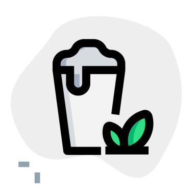 Kremsi yeşil çay ana hatları simgesi seti