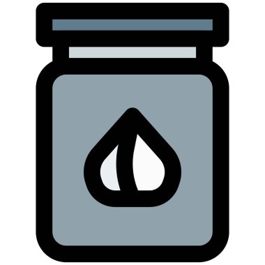 Packed glass jar of agliata sauce.