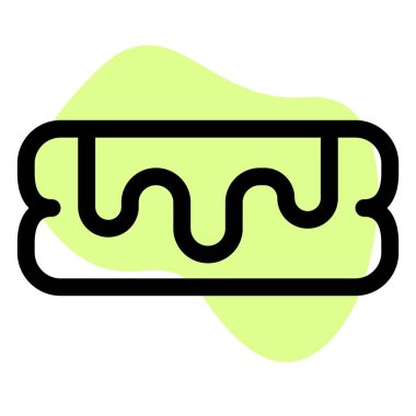 Chocolate coated eclair served as appetizer