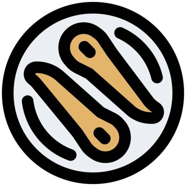 Small dried fish line vector illustration