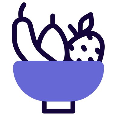 Fruit bowl line vector illustration