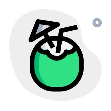 Coconut water garnished with paper parasol