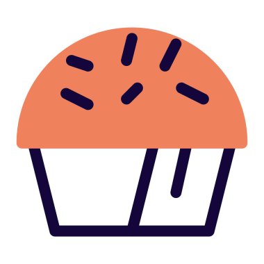 Spongy muffin garnished with flavored sprinkles