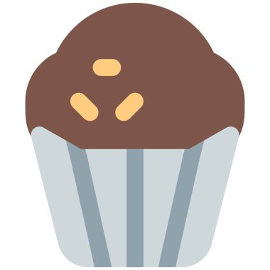 Baked muffin garnished with flavored sprinkles